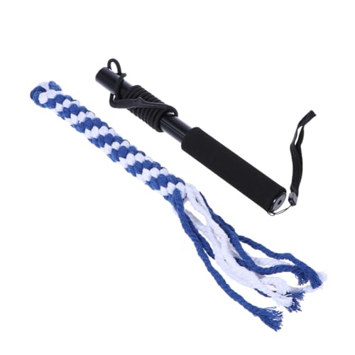 BESTonZON Interaktive Reizangel für Hunde Ausziehbar mit Blauem Baumwollseil für Kleine Hunde Fördert Training und Bewegung Sicherer Abstand für Pfoten Design in Schwarz S von BESTonZON