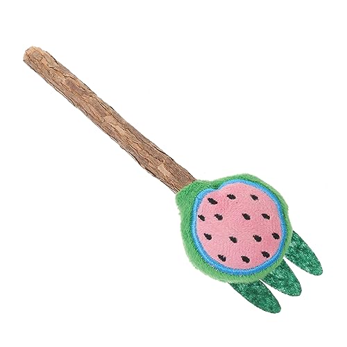 BESTonZON Interaktives Katzenspielzeug Holzstab mit Katzenminze Kompaktes Interessantes Katzenspielzeug in Fruchtform Wassermelone zur Selbstbeschäftigung und Beißhemmend für Kätzchen von BESTonZON