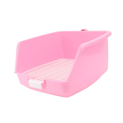 BESTonZON Kaninchen Toilette mit Rutschfestem Bodengitter Langlebiges Design Großes Becken für Erwachsene Kaninchen und Meerschweinchen Einfache Reinigung Geeignet als Kleintier Toilette von BESTonZON