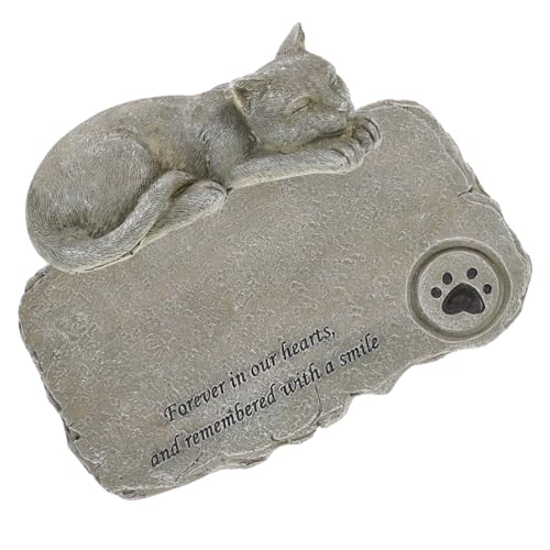 BESTonZON Katzen Gedenkstein Aus Widerstandsfähigem Resin Dekorative Statue Grabmarker Für Haustiere Personalisierbare Gedenktafel Für Garten Oder Tröstendes von BESTonZON