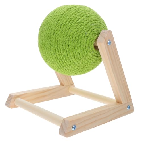 BESTonZON Katzen Kratzball Sisalseil mit Holzständer Aktives Indoor Katzen Kratzbrett für Kleine Haustiere Fördert Bewegung und Schützt Möbel Stabiles Design von BESTonZON