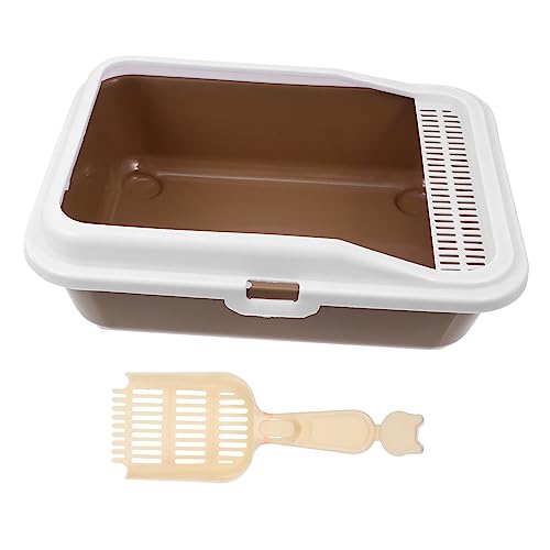 BESTonZON Katzen für Halbgeschlossene Katzentoilette mit Geräumige Wurfbox Mittelgroßem Kaffeefarbenem Design für Komfortable Reinigung und Nutzung BESTonZON Katzen für Halbgeschlossene Katzentoilette mit Geräumige Wurfbox Mittelgroßem Kaffeefarbenem Design für Komfortable Reinigung und Nutzung von BESTonZON
