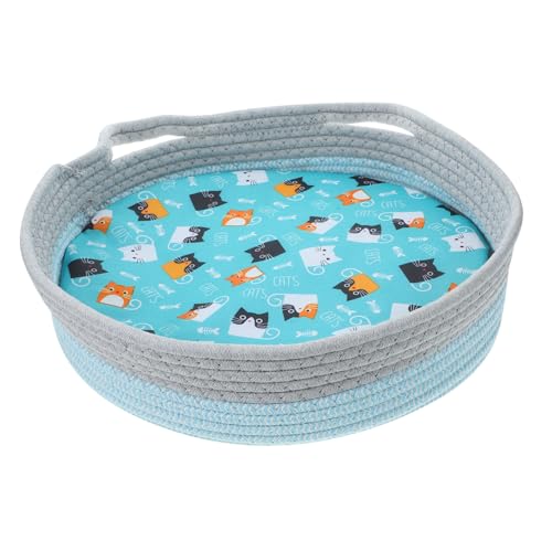 BESTonZON Katzenbett aus Baumwollseil mit Abnehmbarem Waschbarem Kissen Rundes Haustiernest für Katzen Kleine Hunde und Kleintiere Atmungsaktiv und Langlebig Gemütlicher Schlafplatz BESTonZON Katzenbett aus Baumwollseil mit Abnehmbarem Waschbarem Kissen Rundes Haustiernest für Katzen Kleine Hunde und Kleintiere Atmungsaktiv und Langlebig Gemütlicher Schlafplatz von BESTonZON
