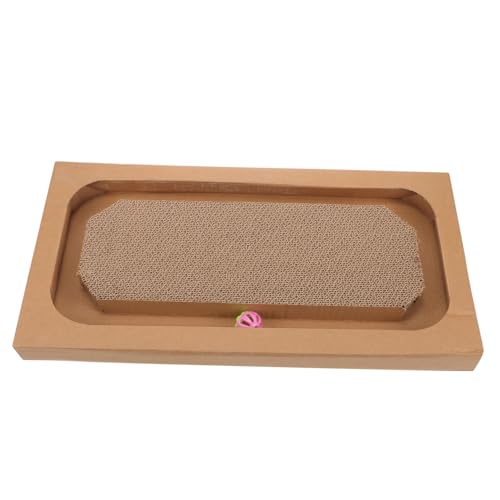 BESTonZON Katzenkratzbrett aus Karton mit Glockenball Kratzspielzeug und Schlafmatte für Innen Langlebiges Kratzbrett zur Krallenpflege und Beschäftigung von Wohnungskatzen von BESTonZON