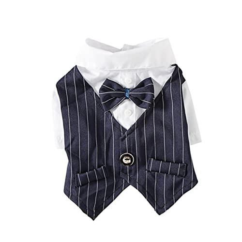 BESTonZON Kleid Für Haustieranzüge Hundekleidung Mittel Blau Ästhetisch Mode Haustiere Ups Hundekostüme Marine Hochzeit Party Smoking Hündchen Outfits Hundehemden Hund Kleid Tuch Navy von BESTonZON