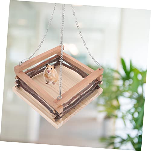BESTonZON Kleintier Hängematte aus Natürlichem Holz mit Apfelholzgeländer und Schaukel für Meerschweinchen Hamster Ratten und Chinchillas Installieren für Käfig und Gehege von BESTonZON
