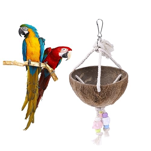 BESTonZON Kokosnuss Schaukel Für Vögel Naturholz Mit Baumwollseil Für Papageien Und Kleine Vögel Fördert Vogelkäfig BESTonZON Kokosnuss Schaukel Für Vögel Naturholz Mit Baumwollseil Für Papageien Und Kleine Vögel Fördert Vogelkäfig von BESTonZON