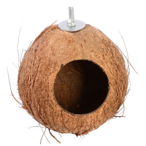 BESTonZON Kokosnussschalen Vogelnest Vogelhäuschen Für Draußen Vogelhaus Kokosnuss Versteck Sauberes Vogelhäuschen Vögel Kiefernholz Vogelnest Aus Holz von BESTonZON