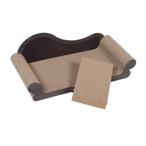 BESTonZON Kratzsofa aus Wellpappe Stilvolle Loungeform Langlebig und Verschleißfest Fördert Gesundes Krallenverhalten für Katzen und Kätzchen im Innenbereich Leichte Zusammenstellung von BESTonZON
