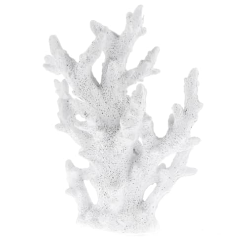 BESTonZON Künstliches Resin Korallenornament Weiß für Aquarium Dekoration Naturnahe Fischbecken Landschaft Pflegeleicht Geeignet für Süßwasser Aquarien Langlebiges Deko-Element von BESTonZON
