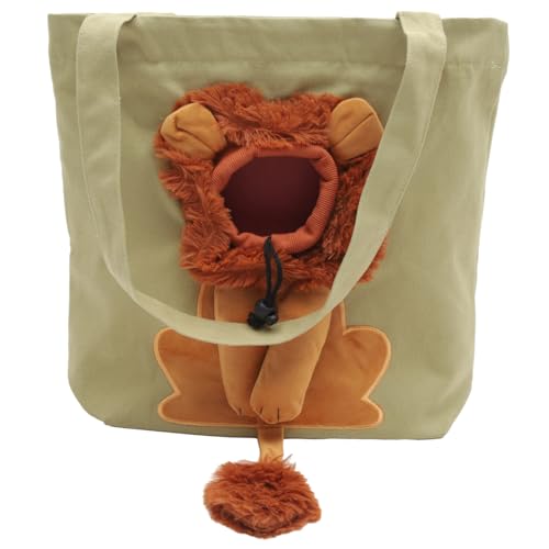 BESTonZON Leichte Canvas haustiertasche mit Löwenmotiv Atmungsaktiv Kopföffnung Tragetasche für Kleine Katzen und Hunde für Reisen Camping und Outdoor Einsatz von BESTonZON