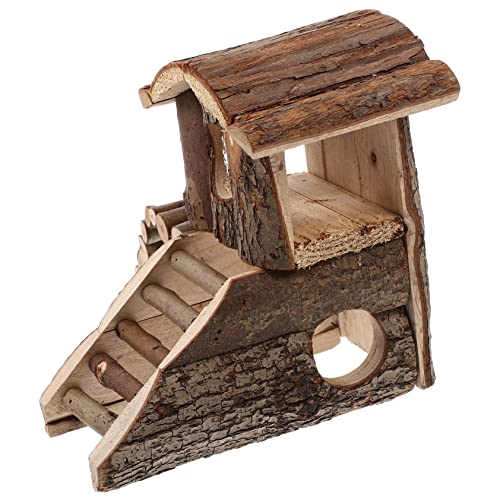 BESTonZON Mehrschichtiges Holzhaus für Kleine Haustiere Multifunktionales Hamster Spielhaus und Rattenvilla Natürlicher Sicherer Nager Rückzugsort für Chinchillas und Zwerghamster Langlebig von BESTonZON