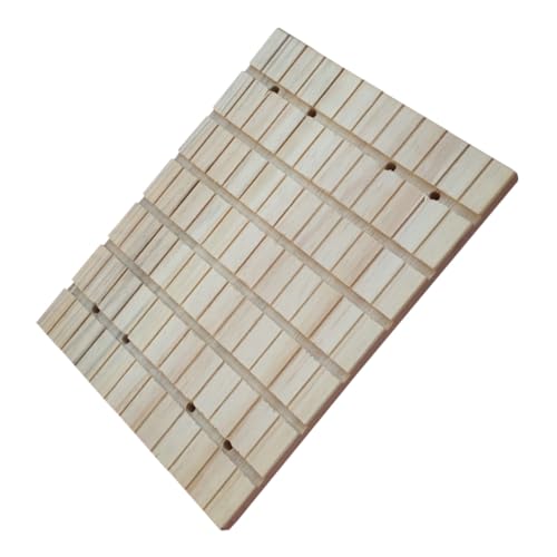 BESTonZON Natürliches Holz Kratzbrett für Kleine Haustiere mit Rillen zur Nagelpflege Langlebiges Kauspielzeug für Hamster und Meerschweinchen Beige mit Befestigungslöchern für Käfige von BESTonZON