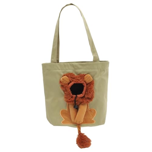 BESTonZON Niedliche Löwenmuster Tragetasche für Kleine Katzen und Hunde Faltbare Canvas Haustier Tragetasche mit Kopföffnung für Reisen und Alltag Leichter Schulterträger für Kleine Tiere von BESTonZON