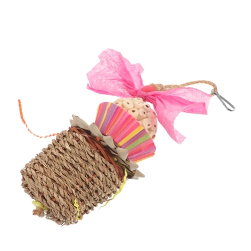 BESTonZON Bird Cage Chewing Toy Für Papageien Hängendes Spielzeug Und Zerkleinern Palmblatt Und Rattan Fördert Aktivität Und Spielspaß Langlebig Und Für Vögel von BESTonZON
