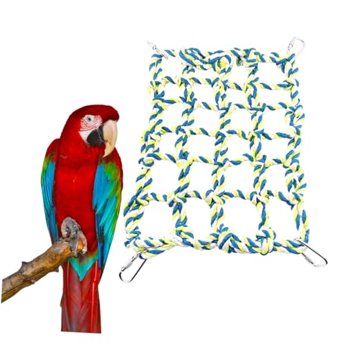 BESTonZON Kleine Tier-hängematte Für Vögel Bunte Baumwollseil-hängematte Mit Kletternetz Für Papageien Und Nager Für Käfige Fördert Und Krallenpflege BESTonZON Kleine Tier-hängematte Für Vögel Bunte Baumwollseil-hängematte Mit Kletternetz Für Papageien Und Nager Für Käfige Fördert Und Krallenpflege von BESTonZON
