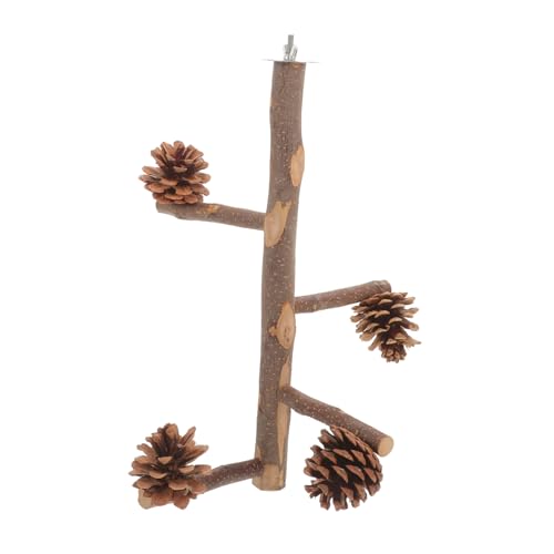 BESTonZON Papageien Kletterspielzeug aus Natürlichem Holz mit Langlebigem Kiefernzapfen Stabiler Vogelkäfig Sitzstange Verschleißfestes Wellensittich Ruhe und Klettergestell für Kleine Vögel BESTonZON Papageien Kletterspielzeug aus Natürlichem Holz mit Langlebigem Kiefernzapfen Stabiler Vogelkäfig Sitzstange Verschleißfestes Wellensittich Ruhe und Klettergestell für Kleine Vögel von BESTonZON