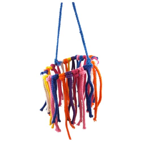 BESTonZON Papageien kauspielzeug aus Buntem Baumwollknoten Robustes mit Rostfreiem Metall Bunte Vogel schaukel für Kleine bis Mittelgroße Papageien Geeignet als Zufällige Zufällige Farbe von BESTonZON