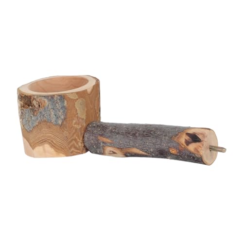 BESTonZON Papageienständer aus Natürlichem Holz mit Futter und Kletterschale Stabiler Vogelspielplatz für Papageien und Kleine Vögel Teiliges Holz Standgerät für Vogelkäfig und Training von BESTonZON