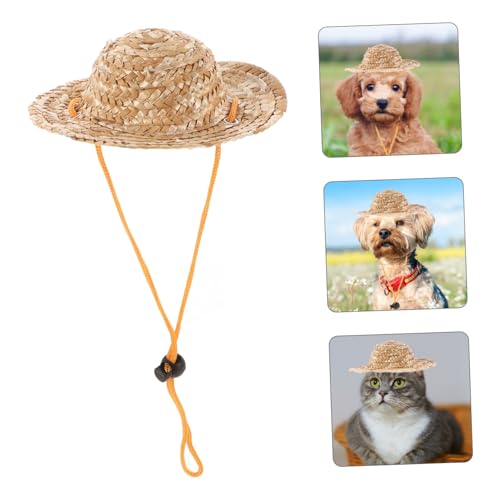 BESTonZON Pet Sombrero Strohhut Für Katzen Verstellbar Für Garten Und Strand Schützt Sonnenlicht Outdoor Aktivitäten von BESTonZON