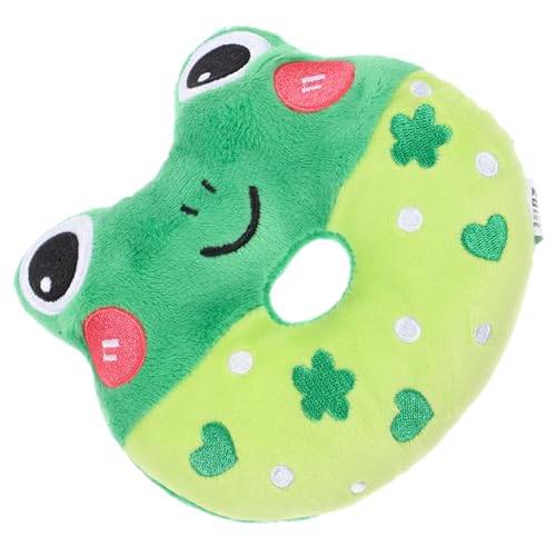 BESTonZON Quietschendes Beißfestes Niedlicher Donutform Interaktives Kauspielzeug für Kleine Hunde zur Zahnpflege und Beschäftigung Grün Frosch Langlebig und Leicht zu Reinigen von BESTonZON