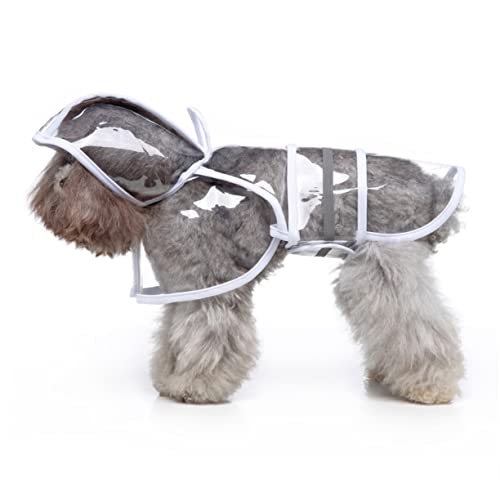 BESTonZON Reflektierende Regenbekleidung Für Hunde Haube Hundemäntel Regenmantelhund Streifen Doggy -Regenmantel Züchten Mittel Mit Kapuze Hunde-Outfit Regenmantel Für Hund Welpe Groß Weiß von BESTonZON