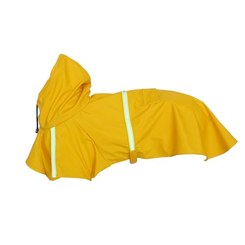 BESTonZON Regenmantel Für Große Und Welpen Wasserdichter Hoodie Mit Reflektierenden Streifen Leichtes Design XL Gelb von BESTonZON