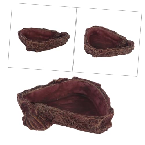 BESTonZON Reptilien Futternapf Imitation Baumrinde Resin Futterschale für Eidechsen Frösche Spinnen Terrarium Zubehör Robust und Kompakt für Trockenes und Frisches Futter von BESTonZON