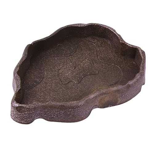 BESTonZON Reptilien Futterschale aus Harz für Kleine Haustiere Wasserschale für Schildkröten Eidechsen und Frösche Kompakte und Praktische Schale für Terrarien S Tiefbraun von BESTonZON