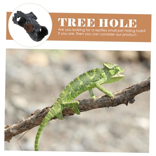BESTonZON Reptilien Versteck Höhle Terrarium Zubehör Resin Baumhöhle Dunkle Rückzugsmöglichkeit Dekorativ für Eidechsen Gecko Spinnen Kleintiere von BESTonZON