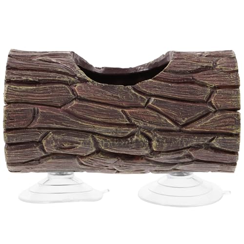 BESTonZON Reptilien Versteck Höhle aus Resin mit Saugnapf Hohler Baumstamm als Kletterspielzeug und Unterschlupf für Eidechsen Schildkröten Frösche und Terrarien Kleintiere von BESTonZON
