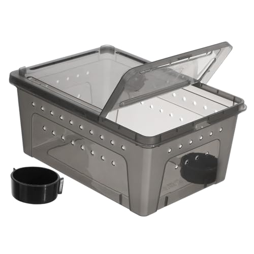 BESTonZON Reptilienbox aus Robustem Kunststoff Feuchtigkeitsbeständig Transparent für Gute Sicht Terrarium zur Haltung von Schildkröten Eidechsen Schlangen Teiliges in Schwarz von BESTonZON