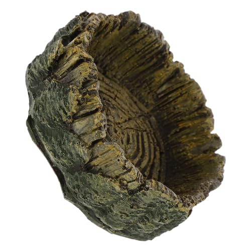 BESTonZON Reptilienfutterschale Aus Harz Mit Holzmaserung Wasserschale Für Schildkröten Eidechsen Und Kleine Haustiere rutschfest Und Langlebig Für Terrarien Und Fütterung von BESTonZON