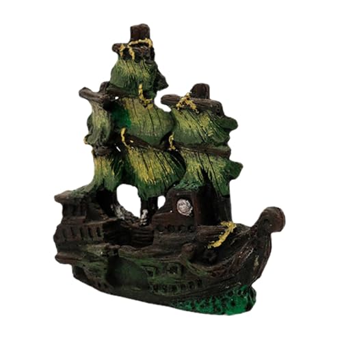 BESTonZON Resin Aquarium Piratenschiff Deko Mini Segelboot Fischversteck für Süß Salzwasser Aquarien Langlebige Schiffwrack Dekoration mit Natürlichem Look und Universeller Kompatibilität von BESTonZON