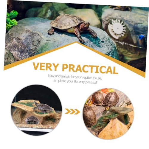 BESTonZON Resin Schildkröten Sonnenplattform mit Realistischer Felsenoptik Multifunktionale Versteck und Ruheplattform für Wasserschildkröten Eidechsen und Robustes Sicheres Resin von BESTonZON
