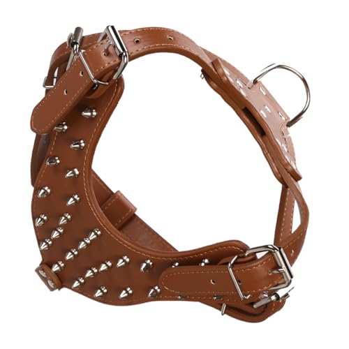 BESTonZON Tierhalle Verschleißfestes Hundegeschirr Hundespikegurt Haustierpaplergurt Zum Gehen Trageresistente Hundewestegurt Haustier Hund Zubehör Haustierkabelbaum Pu Light Brown von BESTonZON