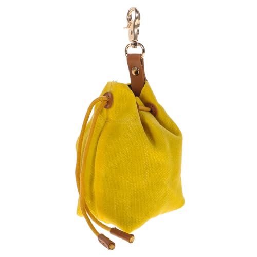 BESTonZON Tragbarer Hundeleckerli Beutel aus Filz mit Kordelzug Wetterfeste Outdoor Futtertasche für Hundetraining Gelb mit Stabilem Schlüsselanhänger Langlebig und Praktisch für Unterwegs von BESTonZON