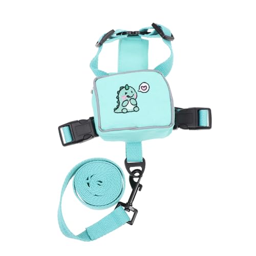 BESTonZON Tragbares Katzen und Hundegeschirr mit Leine Einstellbare Ausbruchsichere Leine für Kleine Haustiere für Outdoor Aktivitäten Grün mit Dinosaurier von BESTonZON