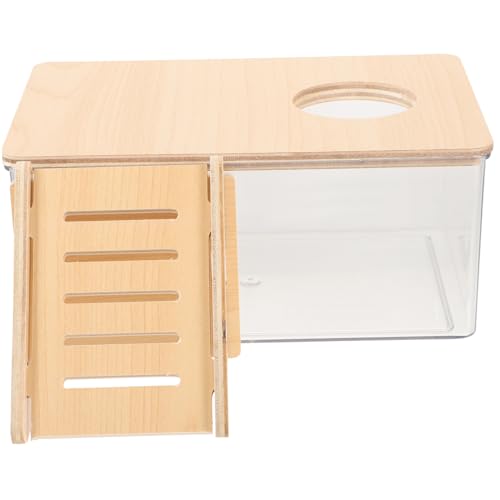 BESTonZON Transparente Hamster Sandbad Box Teiliges mit Holzleiter Multifunktionaler Sand und Toilettenbehälter für Meerschweinchen und Kleine Nager Leicht zu Beobachten und Reinigen von BESTonZON