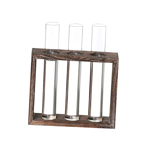 BESTonZON Transparente Hydroponische Glasröhrenvase mit Löchern Retro Testglasblumenvase im Antiken Holzrahmen Rutschfestes Design Blumenarrangement für Wohnzimmer und Indoor Garten BESTonZON Transparente Hydroponische Glasröhrenvase mit Löchern Retro Testglasblumenvase im Antiken Holzrahmen Rutschfestes Design Blumenarrangement für Wohnzimmer und Indoor Garten von BESTonZON