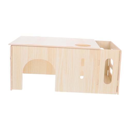 BESTonZON Unbemalte Kaninchenhütte Aus Holz, Meerschweinchenversteck, Hamster-lebensraum, Kleintier-rattenhaus, Versteck Für Chinchilla, Rennmaus, Ausruhen, Spielen, Füttern, Heimdekoration von BESTonZON