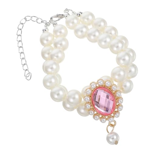 BESTonZON Verstellbares Doppellagiges Perlenhalsband für Hunde und Katzen mit Dekorativen Charms Komfortables Hundehalsband für Empfindliche Haut Luxuriöses Schmuckzubehör für Haustiere von BESTonZON