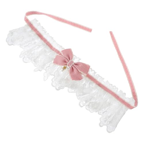BESTonZON Verstellbares Katzenhalsband mit Spitzen und Perlendekor Dekorativer Schleifen Kragen aus Polyester Stilvolles Bequemes für Kleine und Kätzchen Modisches Accessoire von BESTonZON