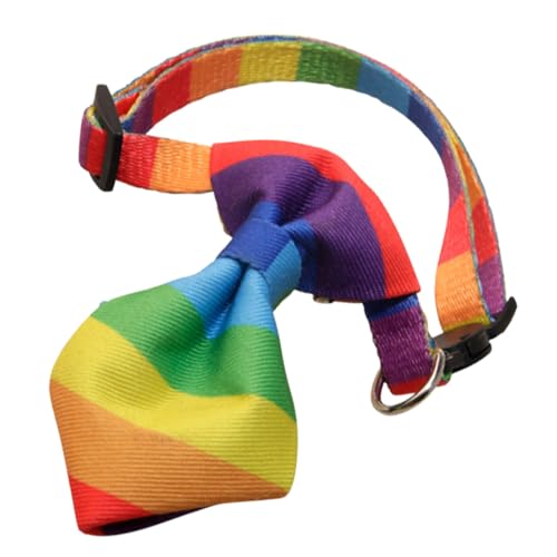 BESTonZON Verstellbares Regenbogen Hundehalsband mit Schleife Leichtes und Bequemes Pet Collar für Kleine Hunde und Katzen Bunte Haustierhalsbänder mit Schnalle Modisch und Komfortabel von BESTonZON