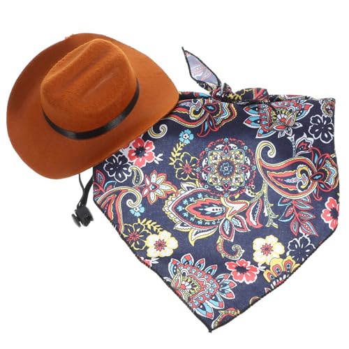 BESTonZON Vintage Hunde Hut und Bandana aus Atmungsaktive Leichte Kopfbedeckung für Kleine Hunde und Katzen Modisches Haustier Accessoire für Party Fotoshooting und Festliche Anlässe von BESTonZON