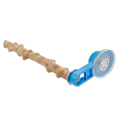 BESTonZON Vogel Sitzstange mit Saugnapf Holz Barsch Robust rutschfest für Papageien Wellensittiche Käfig Zubehör Fensterbefestigung von BESTonZON