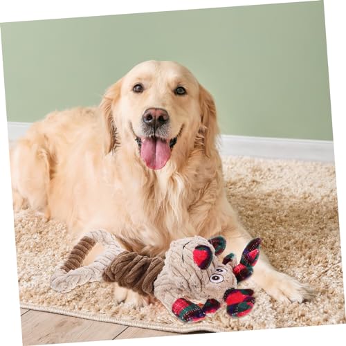 BESTonZON Weihnachtliches Elch Kauspielzeug für Kleine Hunde Robustes Quietschendes Plüschspielzeug Zahnreinigend und Interaktiv Langlebig und Sicher für Welpen Fördert Spielerisch von BESTonZON
