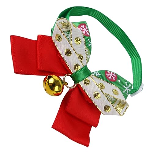 BESTonZON Weihnachts Hundehalsband Mit Glöckchen Verstellbares Haustierhalsband Im Schneeflockenweißen Punktdesign Für Katzen Festliche Tierdekoration Für Feiertage von BESTonZON