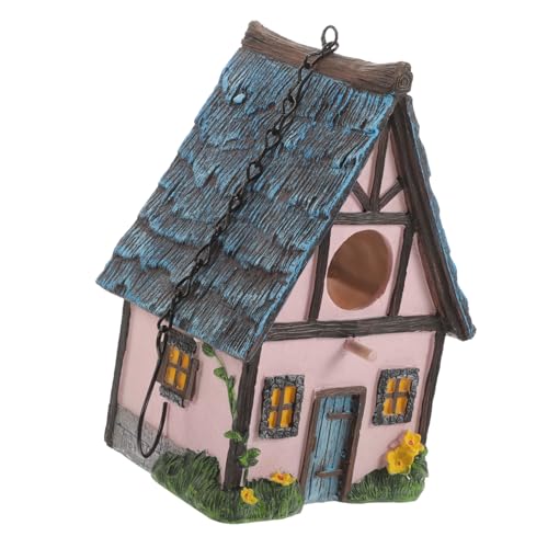 BESTonZON Wetterfestes Resin Vogelhaus Outdoor Nistkasten zum Aufhängen Garten Balkon Baum Rustikal Dekoratives Vogelnest Haustier Nistplatz Einfach zu Montieren und Langlebig von BESTonZON