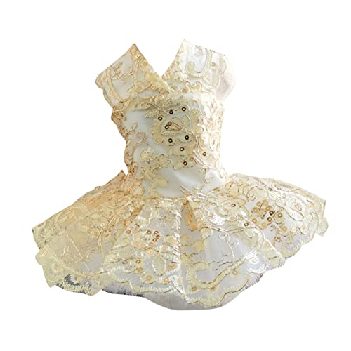 BESTonZON pet Kleidung Rock Hunde-Outfit Hochzeit Kleiner Hund Tutu groß Kostüme Outfits Haustierbekleidung für Hunde Pet-Spitzenrock Rockkostüm für Hund Hundekleid Golden von BESTonZON